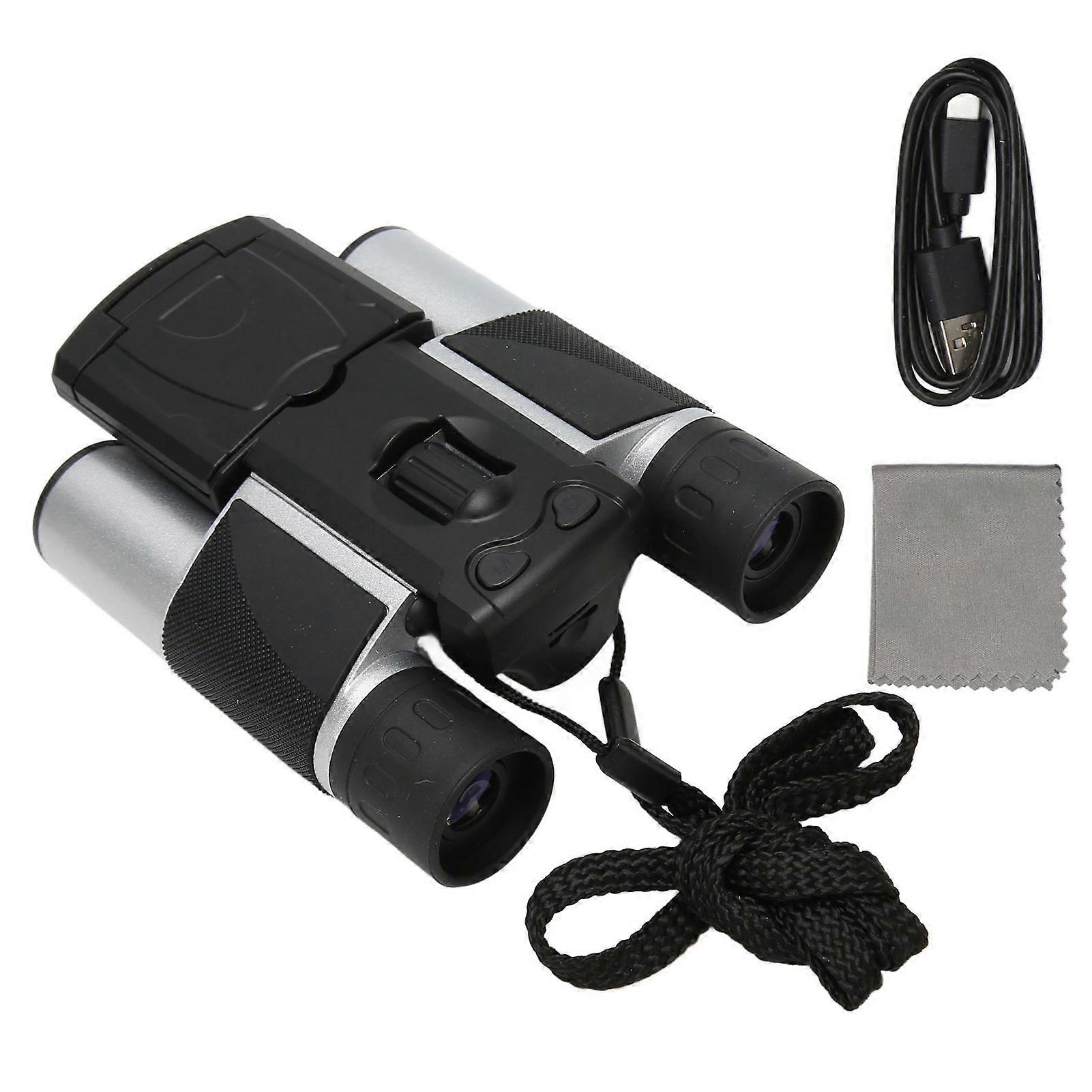 Jumelles numériques avec appareil photo 2,0 pouces LCD Type C Chargement Appareil photo binoculaire numérique Zoom Enregistreur photo vidéo Caméscope Argent Noir