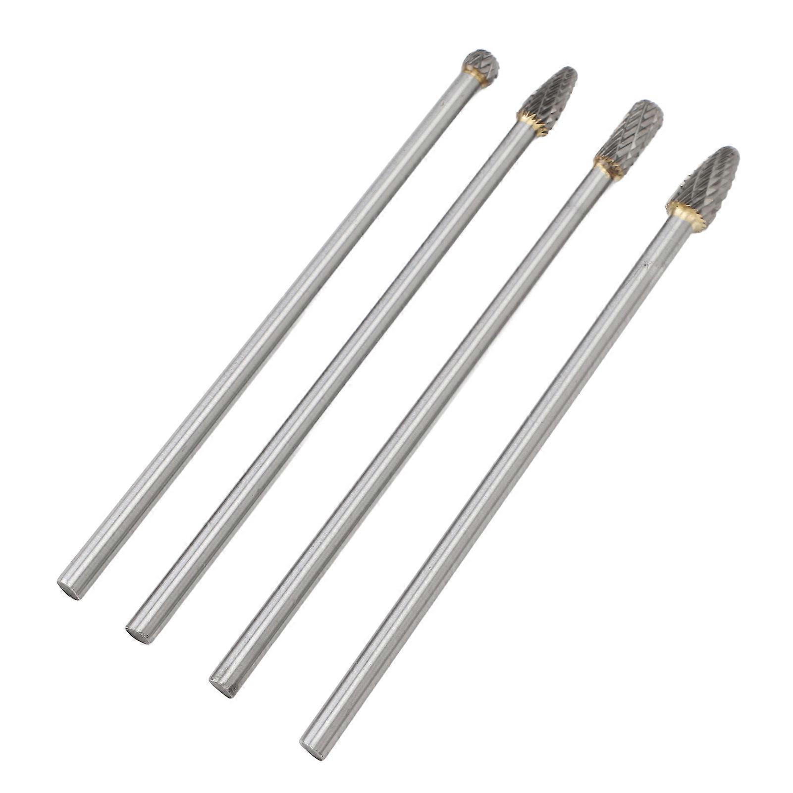 Lot de 4 fraises rotatives en carbure de tungstène de 6 mm, adaptées aux outils rotatifs, haute efficacité, adaptées à la réparation automobile et plus encore.