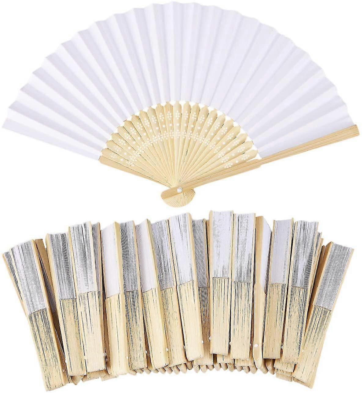 ورقة مروحة اليد 50 جهاز كمبيوتر شخصى / الكثير أبيض للطي أنيقة حفل زفاف تفضل 21cm (أبيض)
