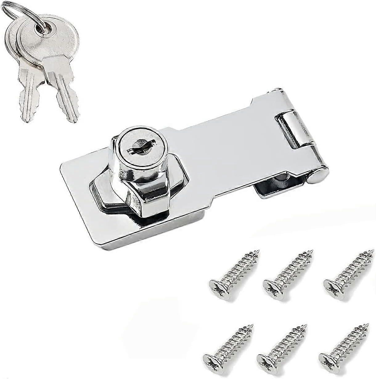 Keyed Hasp Locks, Cabinet Locks, Twist Knob Keyed Locking Hasp for Cabinet Small Door, Zinc Alloy with Iron Chrome Plating, with Keys and Screws