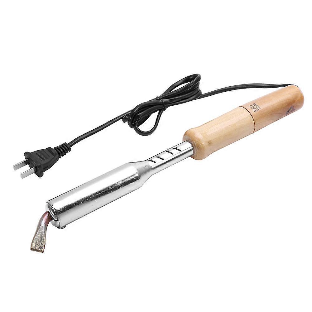 1Pc 220V Electric Soldering Iron Solder Welding Chisel Tip Wood Handle Home Tool 100W