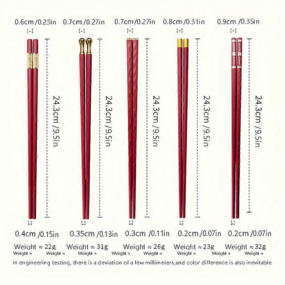 5 Pairs Of Reusable Chopsticks, Dishwasher Safe, 9.5in/24.9cm Fiberglass Chopsticks Set, Chopsticks For Food, Non-Slip, Easy To Use, Suitable For Rest