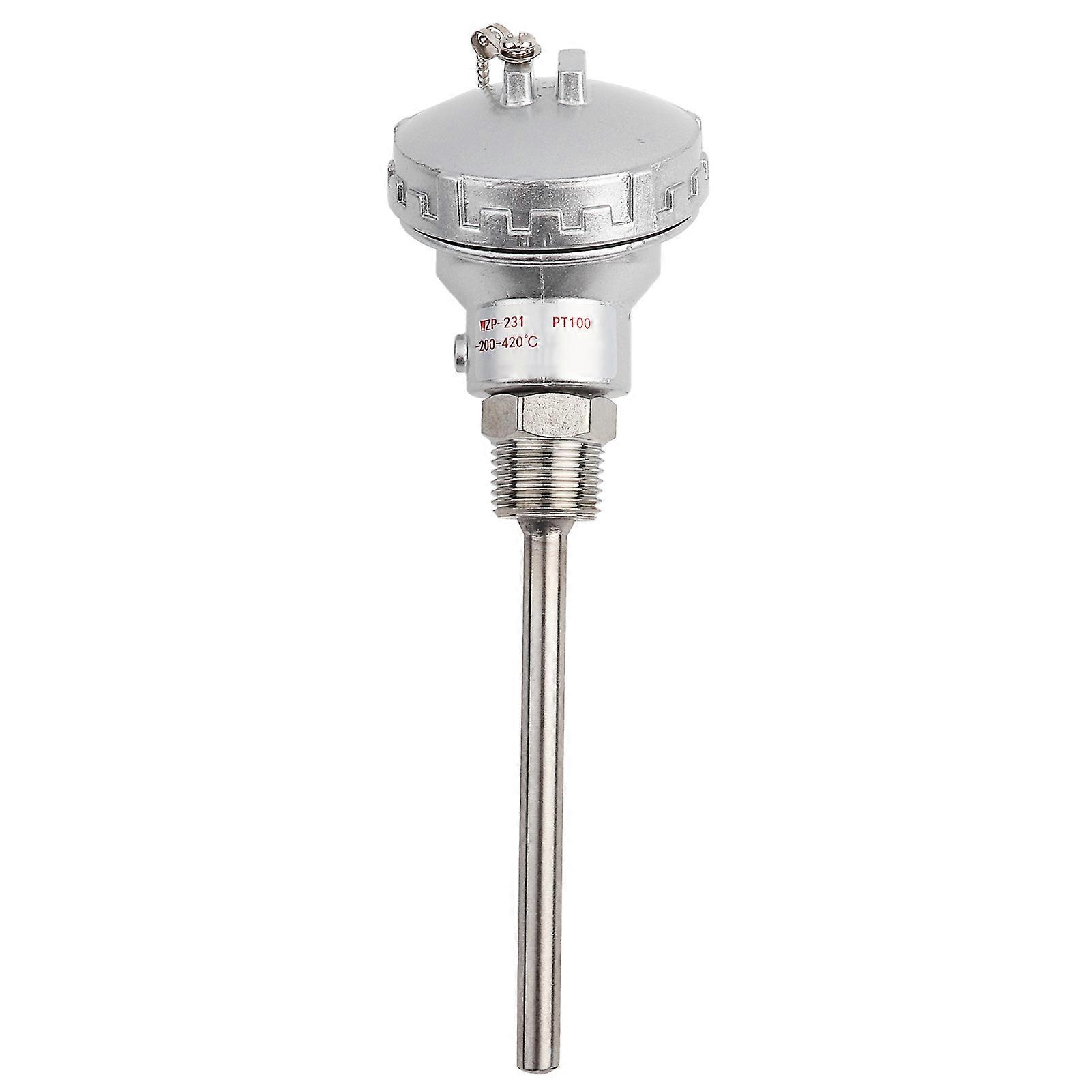 RTD PT100 Temperature Sensor Probe 1/2" NPT Thread Thermocouple Terminal Head(PT 100mm)