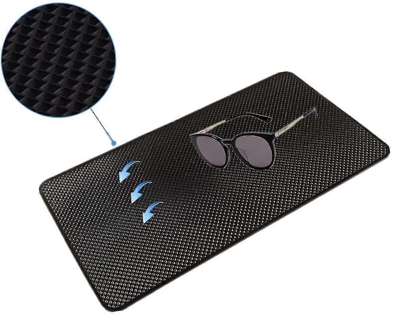 Wuyaoyao 2 Tappetini Antiscivolo Per Cruscotto Auto - 30,5x22,7 Cm - In PVC - Per Telefono, Occhiali, Chiavi - Design A Scacchi Nero - copertina
