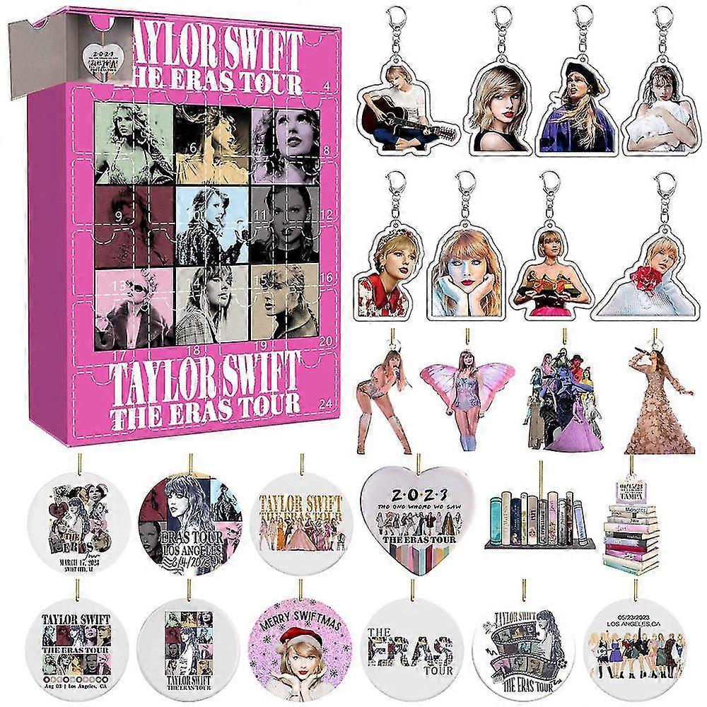 2023 Christmas Taylor Swift The Eras Tour Advent Calendar, 24 Days Xmas Countdown Calendar, Keychains Hanging Pendant Ornaments Surprise Gifts