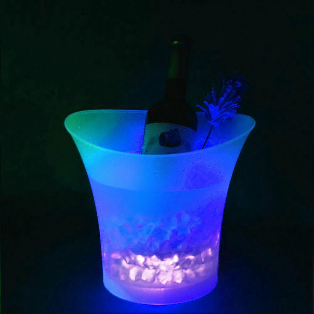 LED Ice Bucket Color Changing Wine Bucket Round Plastic Ice Bucket For KTV Party Bar