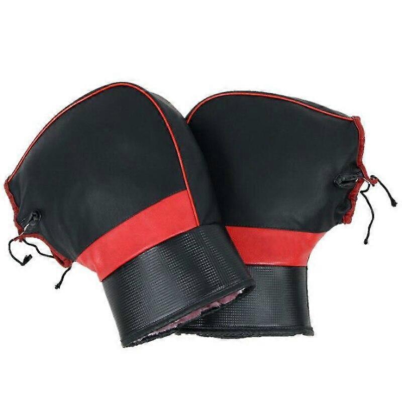 Barsinfi pol Pair Universal Motorcycle Gloves Bike Handle Bar Gloves Pu Leather Winter Warm Scooter Bike Windproof Handle Bar Protector