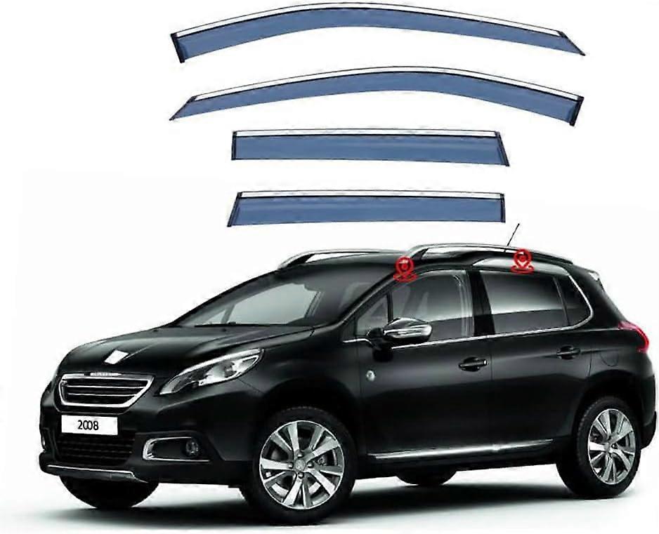 4 pz deflettori del vento dell'auto deflettori della pioggia, per peugeot 2008 mk1-a94 2014-2019 visiera del finestrino laterale dell'auto parasole parapioggia protezione dell'ombra del finestrino dell'auto