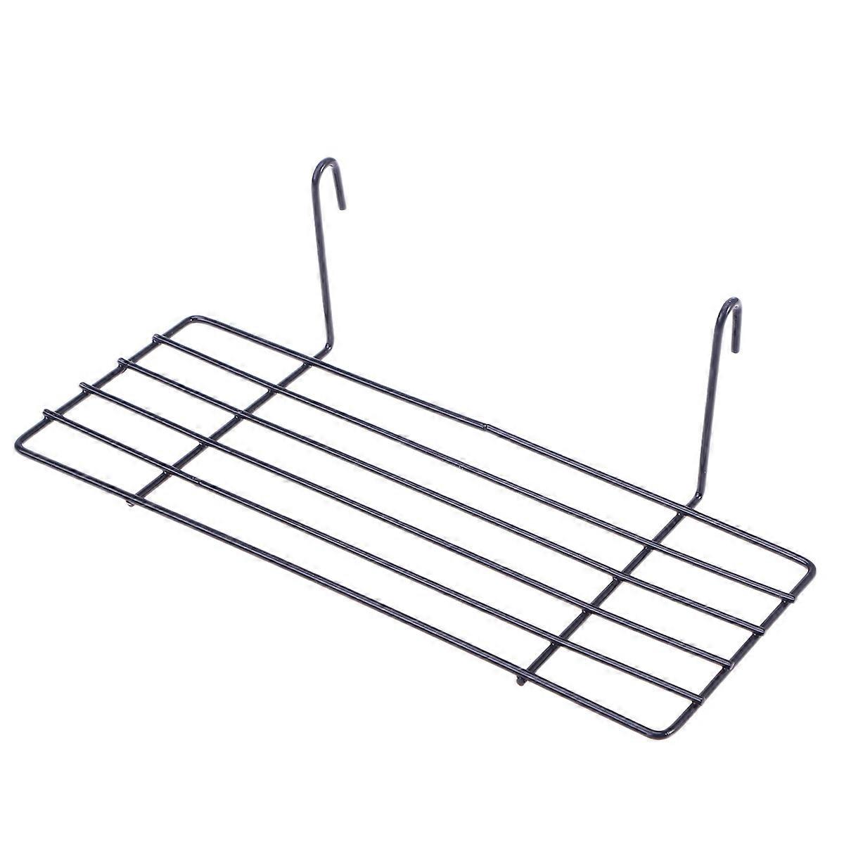 Black Wire Storage Basket Rack Straight Shelf for Grid Panel Display 25x10cm