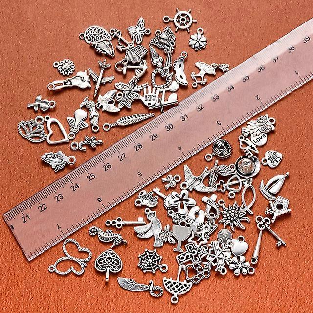 100 PCS Mixed No Repeated Silver Smooth Metal Charms Pendants DIY for ...