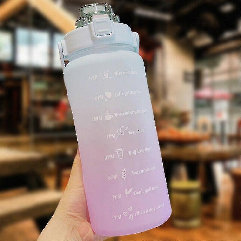 Water Bottle Time Marker, 2l Extra Large Sport Drinks Bottle With Straw