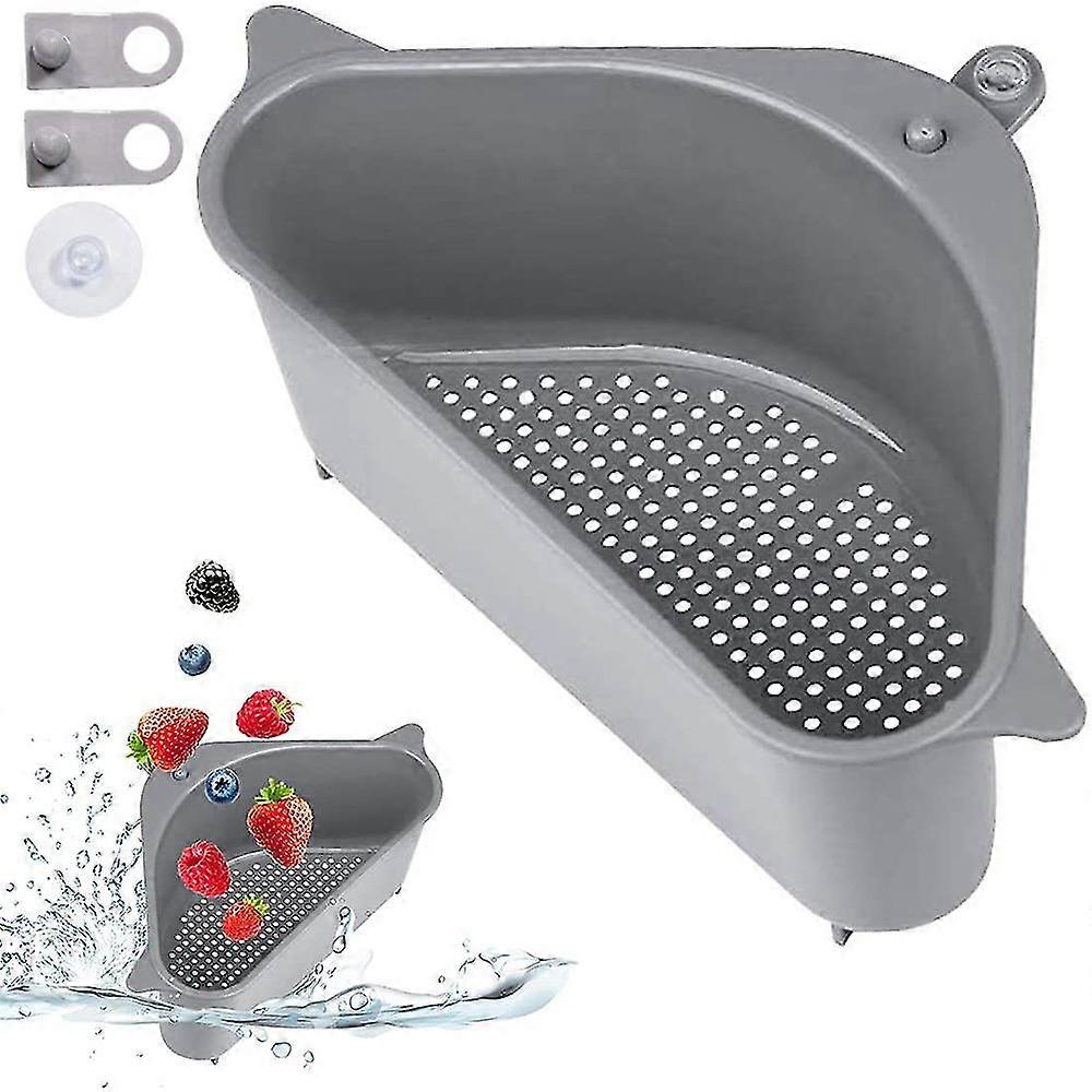 Kitchen Triangular Corner Sink Drain Rack Shelf With Suction Cup