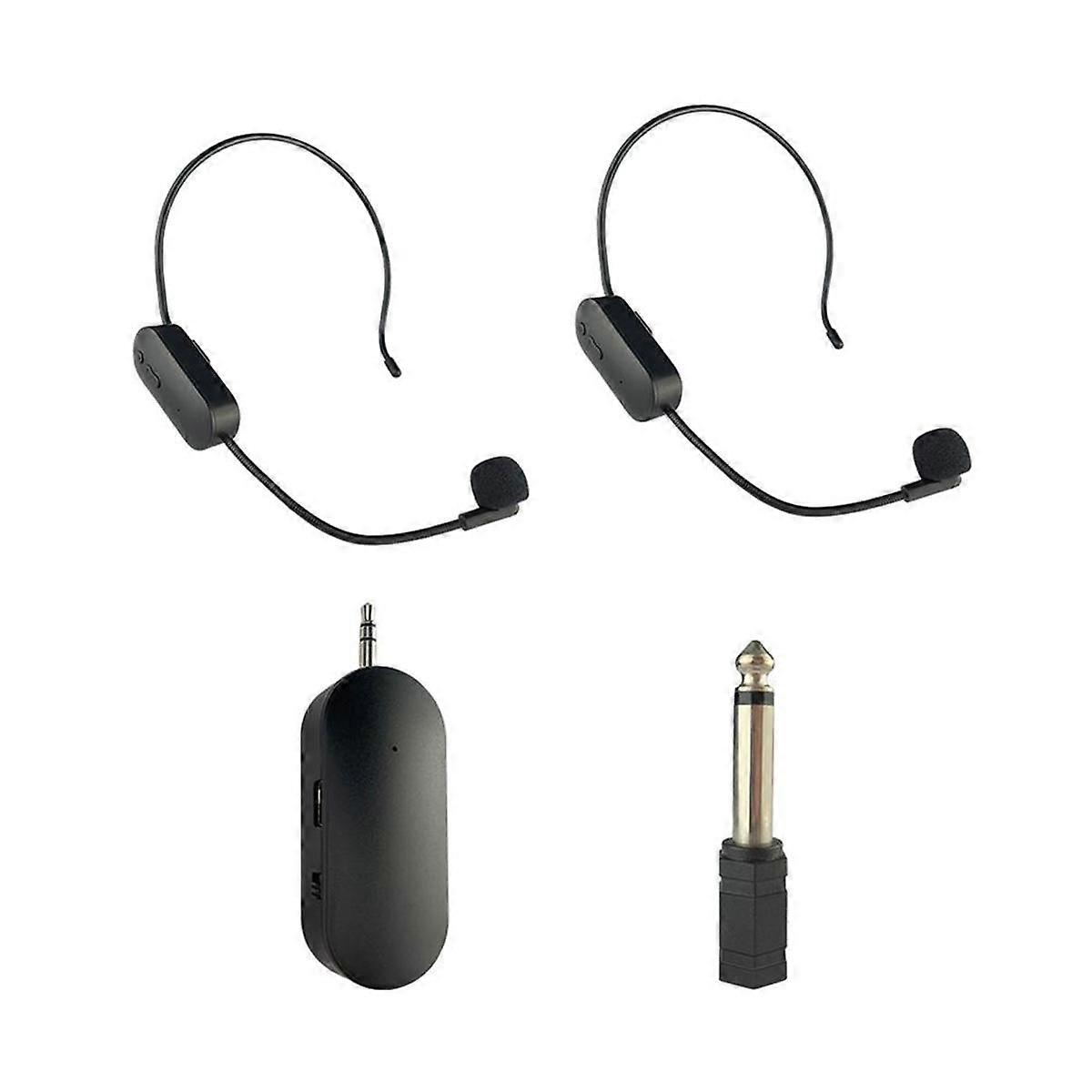 2.4G Wireless Head-Mounted Lavalier Microphone Set Transmitter with Receiver for Amplifier Voice Sp
