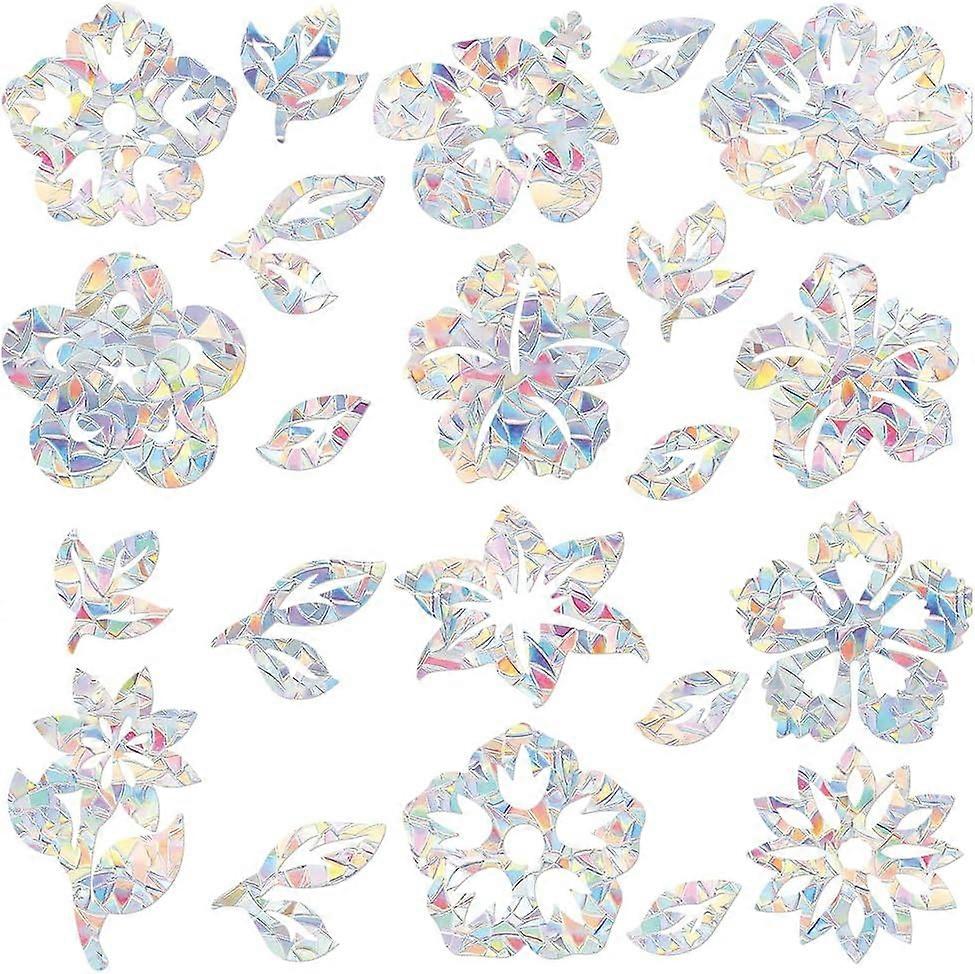 Flowers and Leaves Window Stickers Flowers Window Stickers Shining Anti Collision Window Clings Self Adhesive Sticker Sparkling Window Decals for Bird