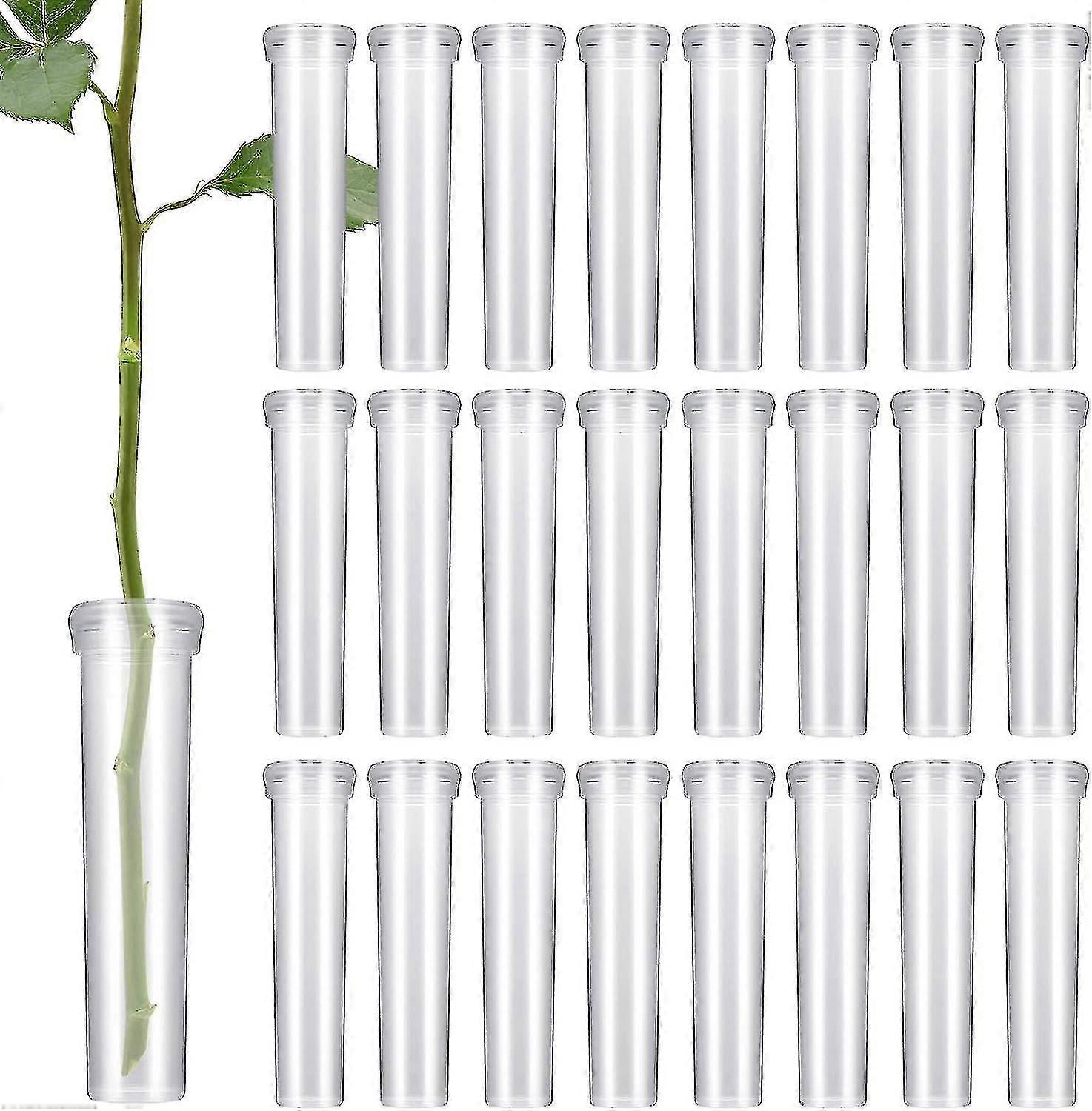 حزمة من 100 أنبوب زهرة ، أنابيب مياه الزهور مع أغطية ، أنابيب اختبار قابلة لإعادة الاستخدام ودائمة للزهور ، 2.8 بوصة ، شفافة
