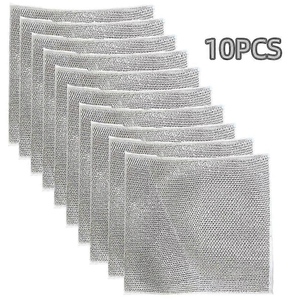 10pcs Silver Dish Cloth Effective Cleaning Clean Silver Wire Kitchen Multifunction