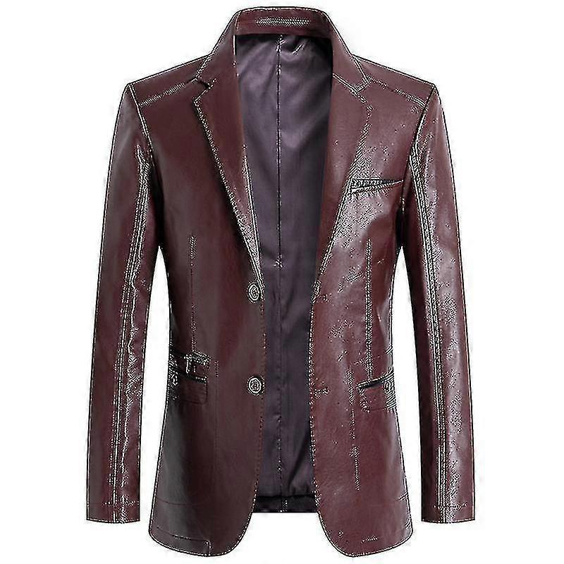 Mens Notched Lapel Button Down Lambskin Jacket Blazer With Pockets