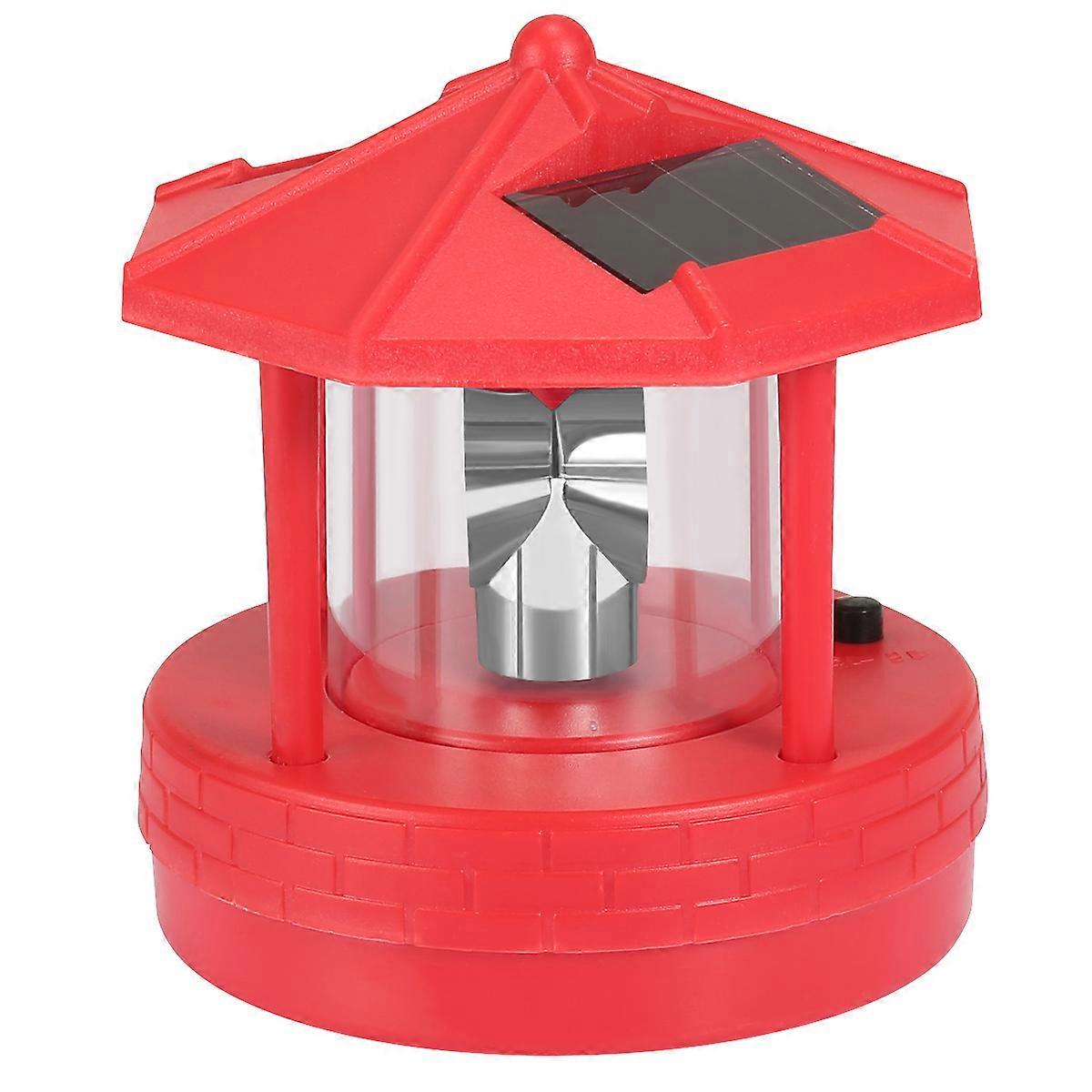 Solar Light Lighthouse Shape Table Desktop Rotating Light Plastic LED Light Outdoor Garden Lamp