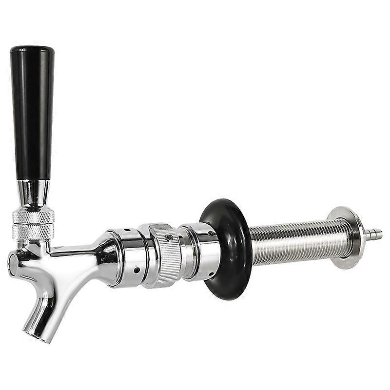 Adjustable American Beer Faucet with 4 Inch Nipple Shank, Draft Beer Taps with Flow Control Adapter Suitable for Wall Mounted