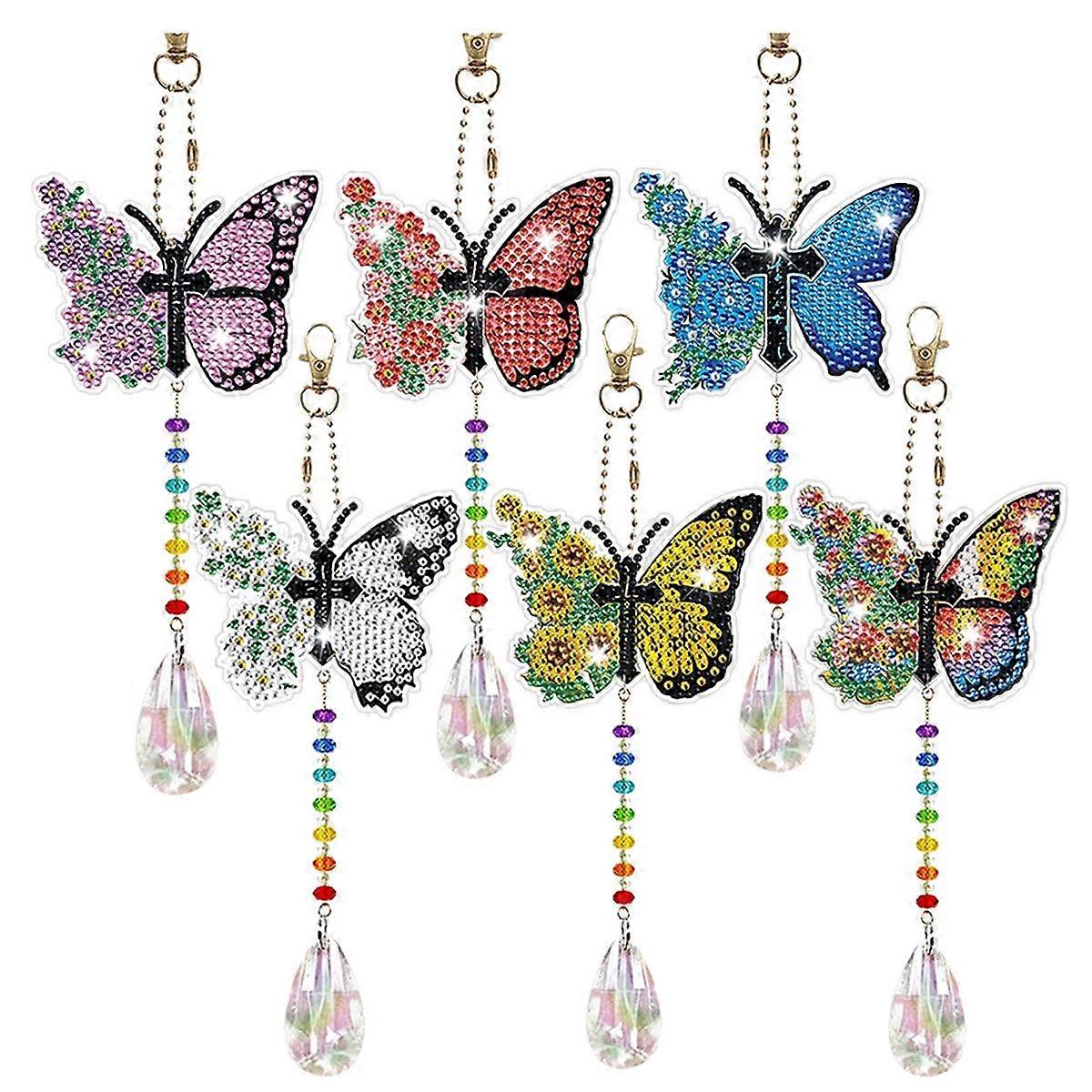 6 Pieces Wind Spinner DIY Painting Wind Chime Double Sided Paint Hanging Ornament for Garden Wind S