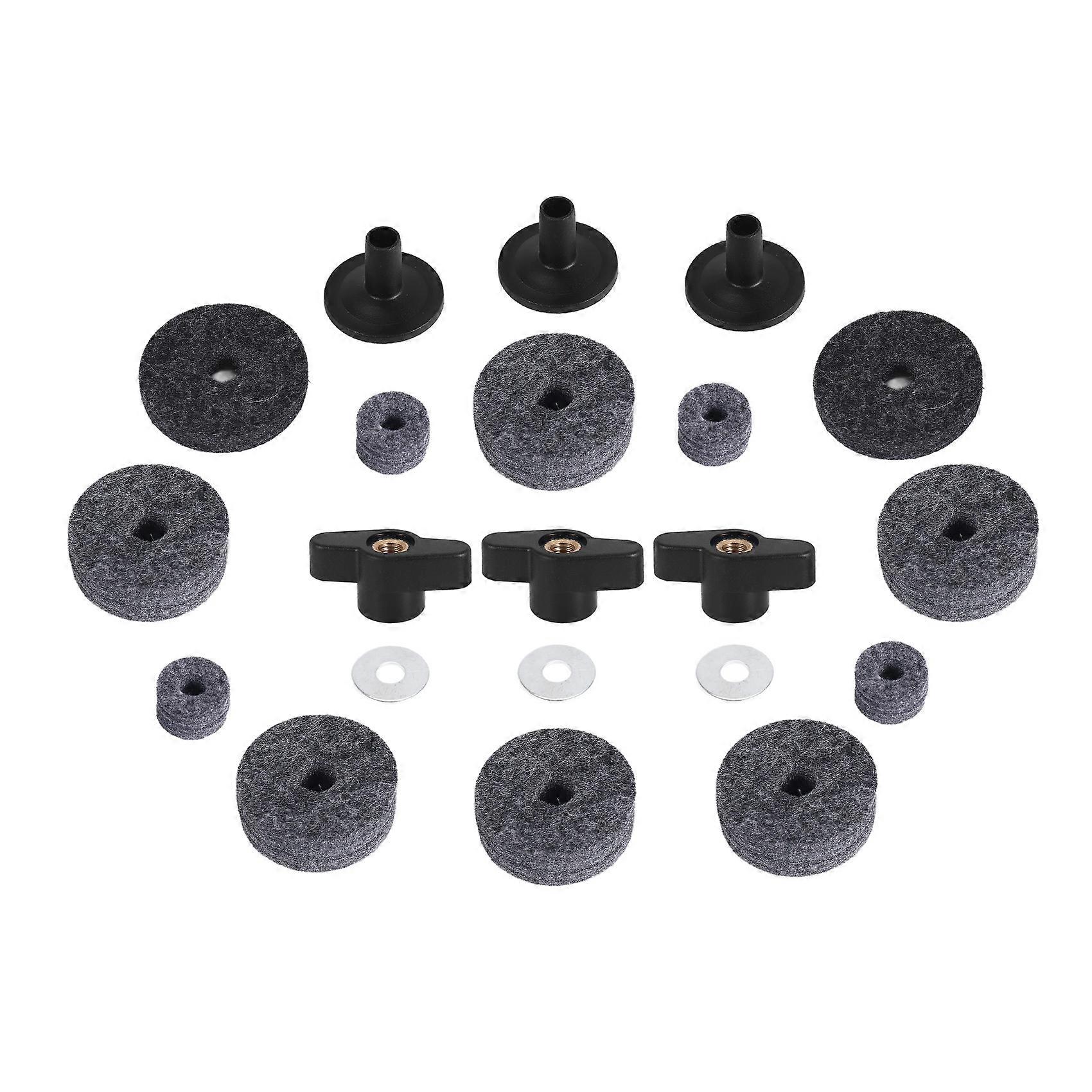 21 Pcs Cymbal Felts Hi-Hat Clutch Felt Cymbal Stand Sleeves with Base Wing Nuts & Cymbal Washer for Drum Gray
