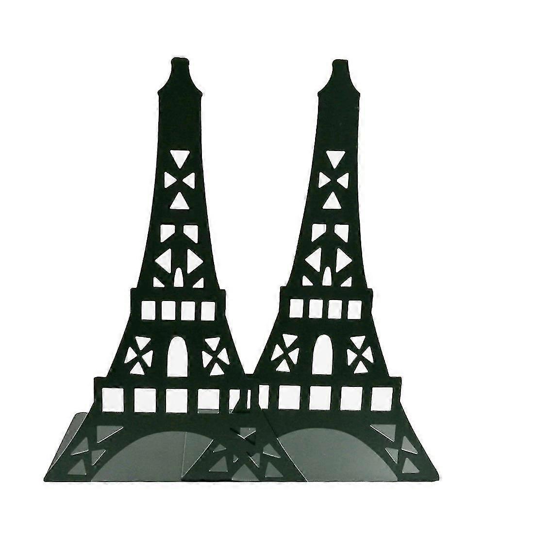 1 Pair Of Decorative Metal Eiffel Tower Bookends For Bookshelves, Desks, Etc. Black