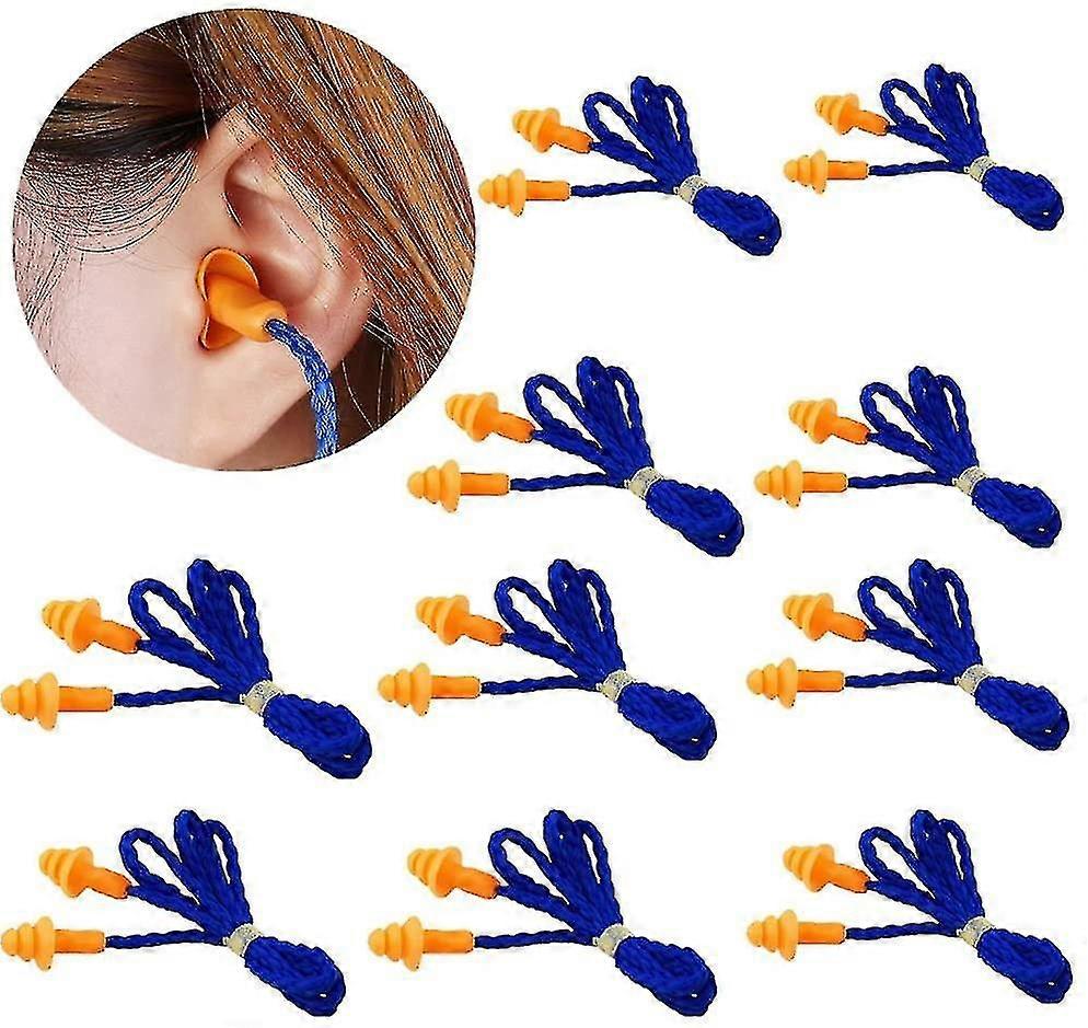 Ear Plugs Soft Silicone Corded Reusable Earplugs, 10-pair Per Pack