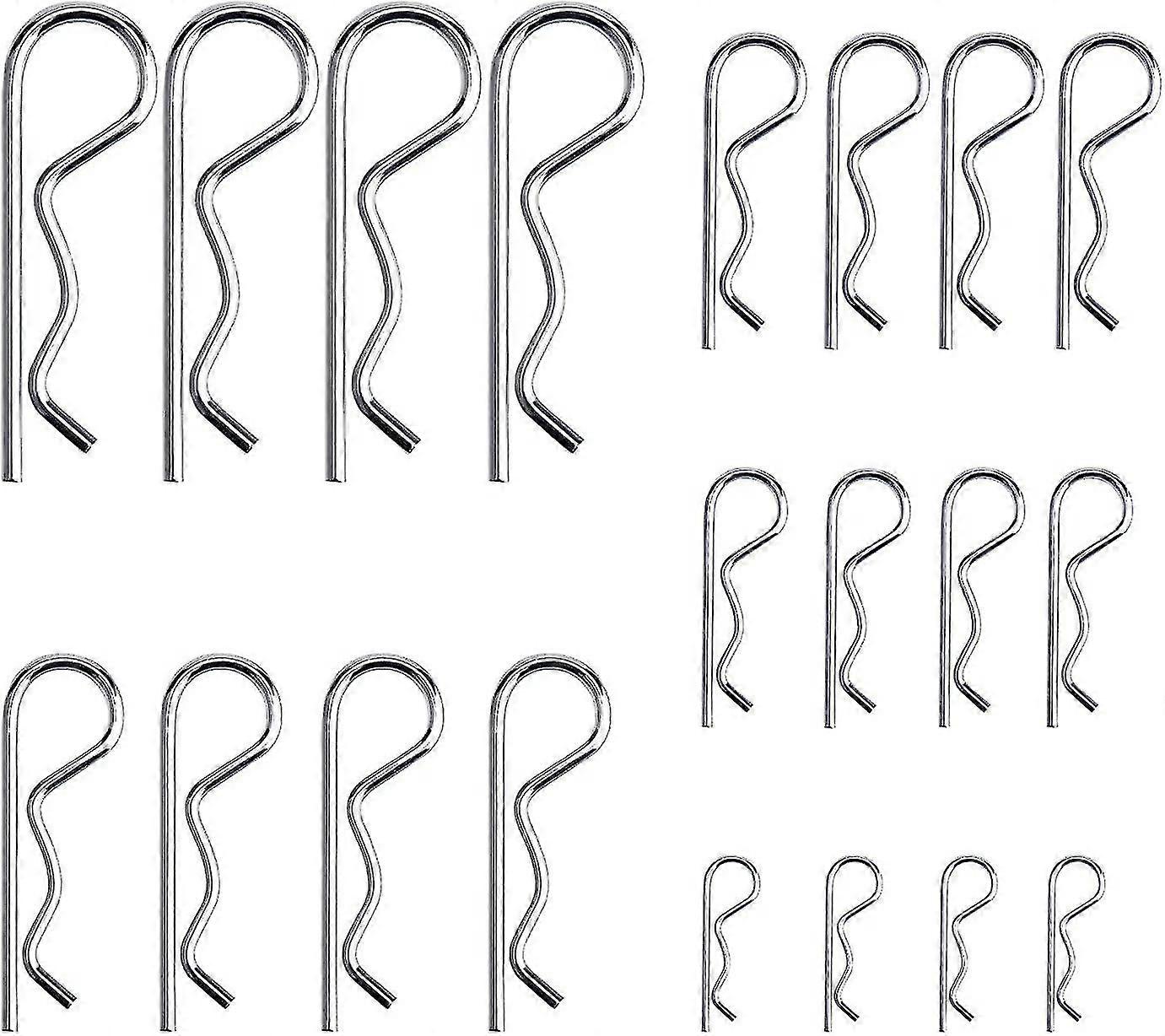 20 Pieces R Clips Retainer Pins, Zinc Plated Heavy Duty Cotter Pin Hitch Pin Assortment Kit For Tow Truck Locking Systems, M1.2-m3.5