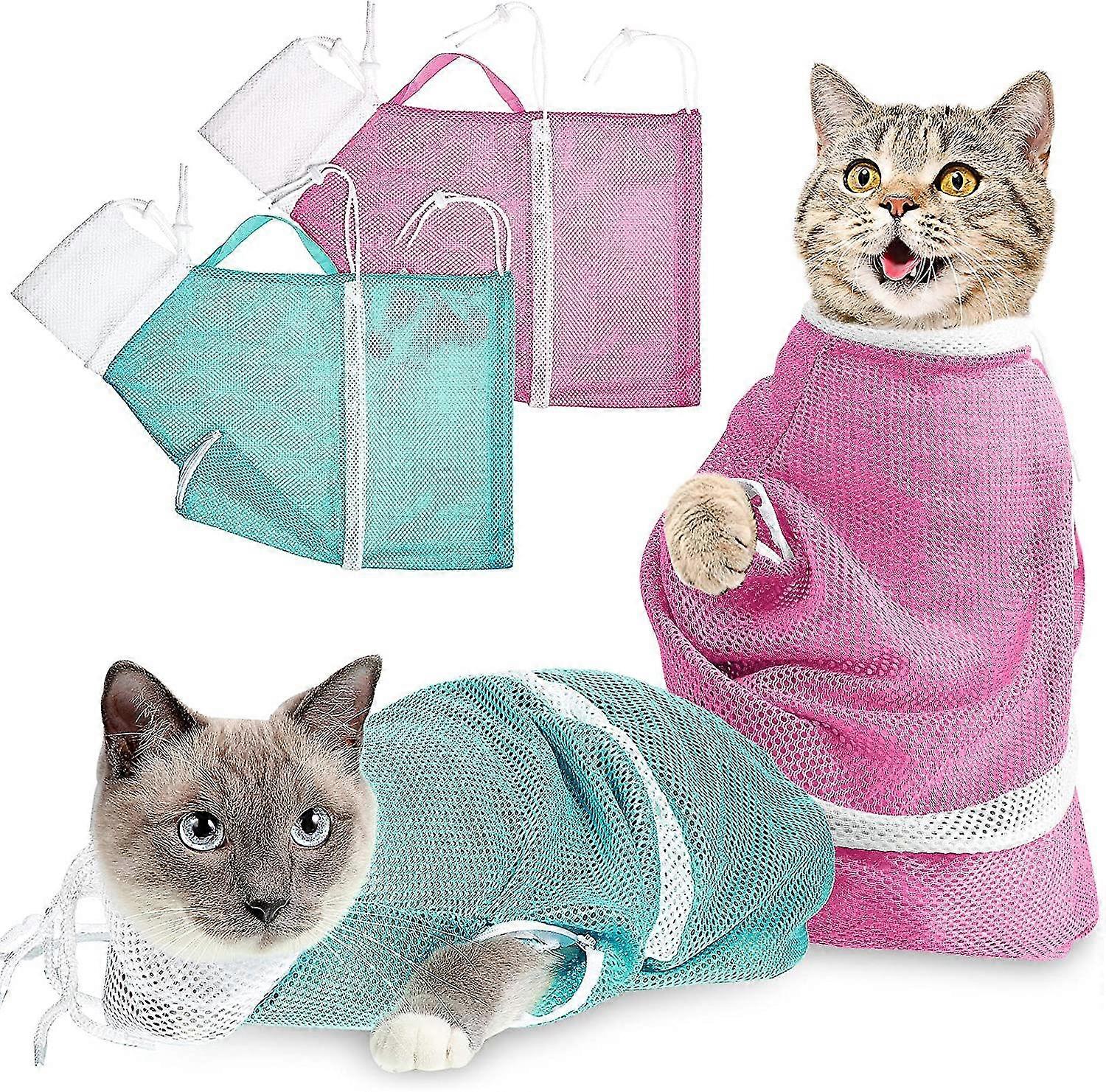 2 Pcs Cat Bath Bag Cat Shower Net Bag Adjustable Multifunctional Anti-bite Anti-scratch NIUNIU