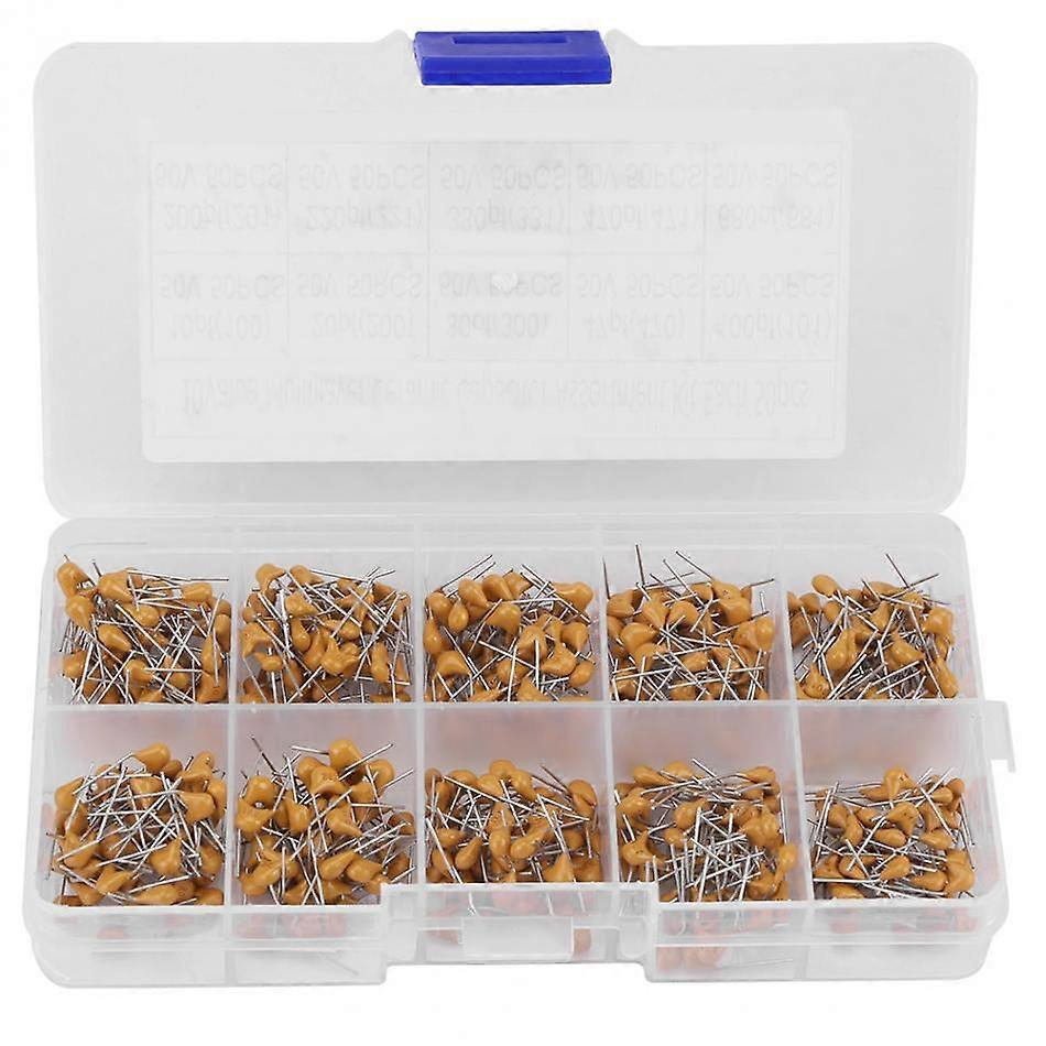 500Pcs 10 Values 10PF-680PF Monolithic Ceramic Capacitor Assorted Kit