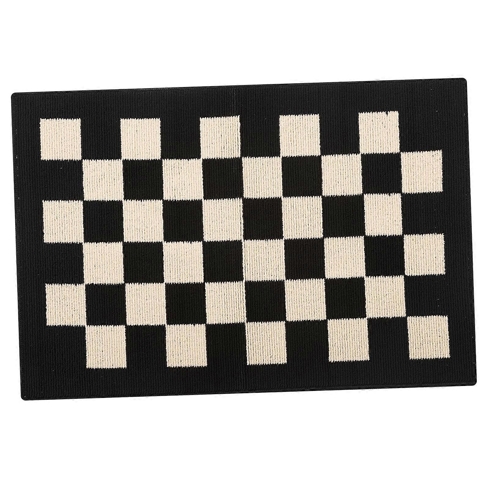 Indoor Mat Microfiber Soft Machine Washable Absorbent for Kitchen Bathroom Checkered 36x24in