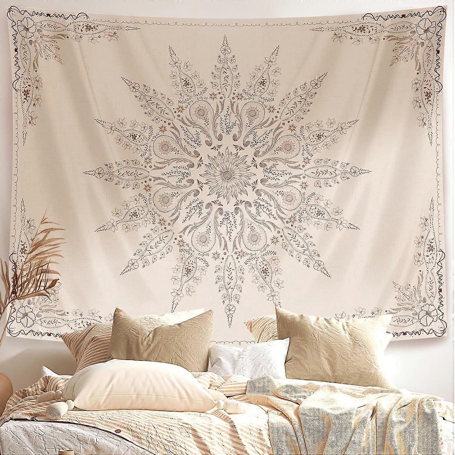 Çiçekli Bohem Duvar Halısı-Çiçek Estetik Duvar Halısı-Hint Duvar Asılı Boho Duvar Halıları-Küçük Mandala Oda Dekoru-Yatak Odası Oturma Odası Yurt için Duvar Halısı(