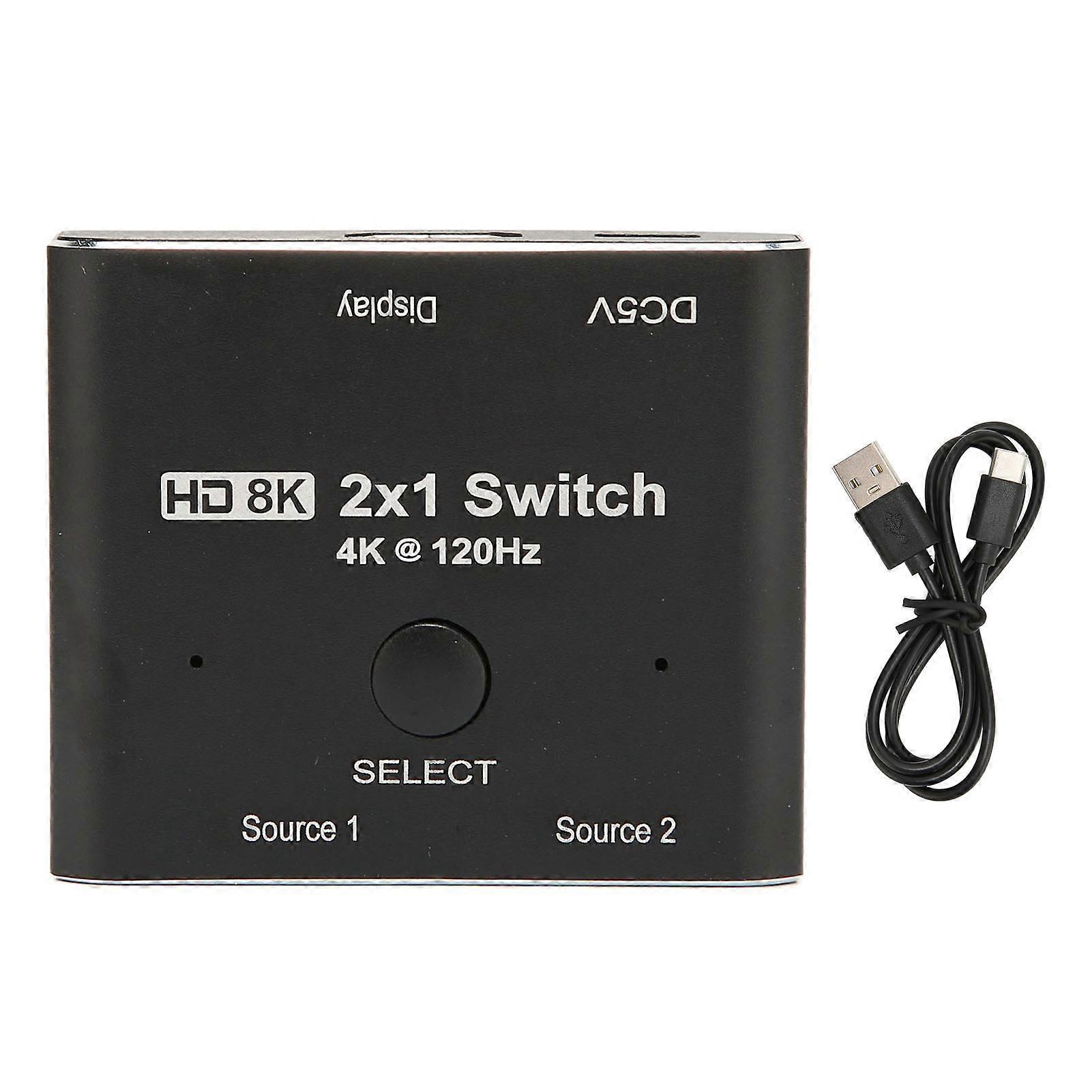HD Multimedia Interface Switcher, Aluminiumlegierung 2-Wege 8K 48Gbps HD Multimedia Interface 2.1 Switcher für Xbox für PS5
