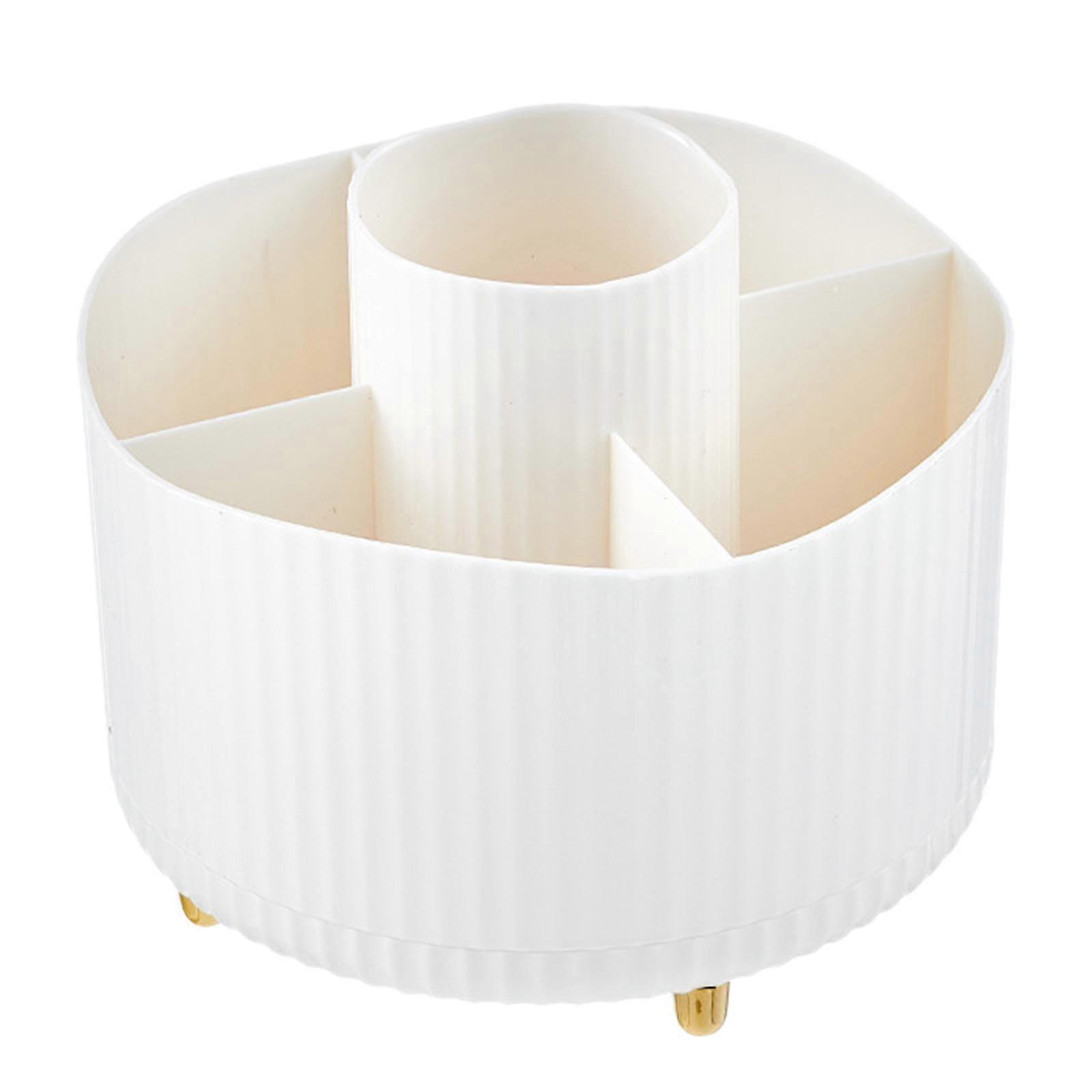 360 Rotating Cosmetic Display Case Desktop Organizer for Dressing Table Desk White