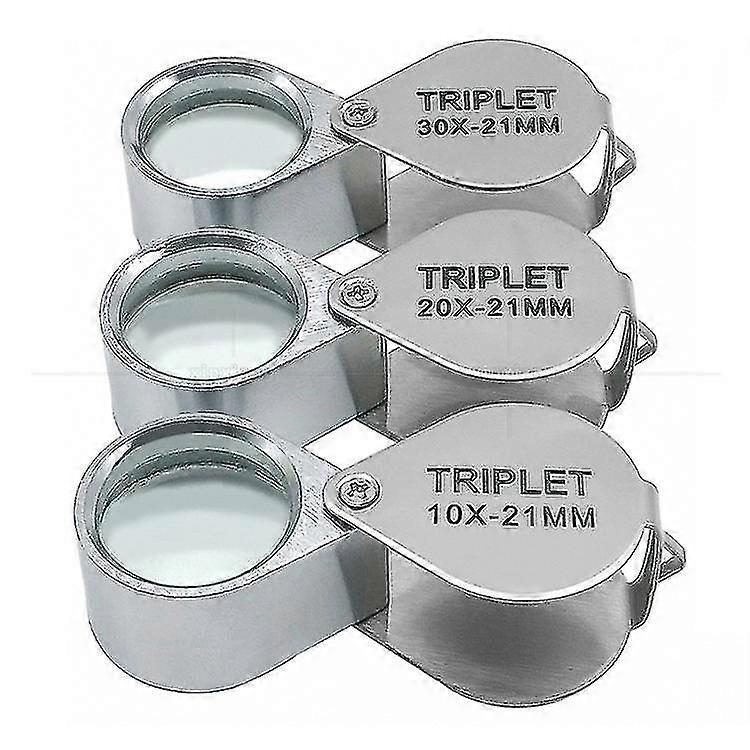 3 قطع مضيئة مجوهرات حلقة المكبر 10x 20x 30x المكبر العدسة جواهري العين لوب LED / الأشعة فوق البنفسجية جيب عدسة مكبرة للعمل عن قرب روك كولكتين