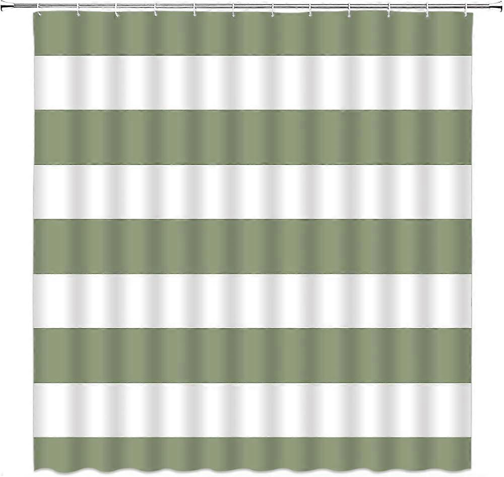 Rideau de douche rayé vert sauge et blanc rayé mode moderne vert sauge Design motif tissu salle de bain décor ensemble avec crochets (72" Lx84 H)