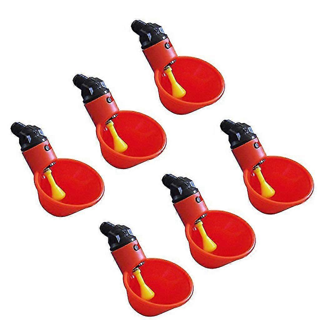 Feed Automatic Bird Coop Poultry Chicken Fowl Drinker Water Drinking Cups(6 pcs, red)