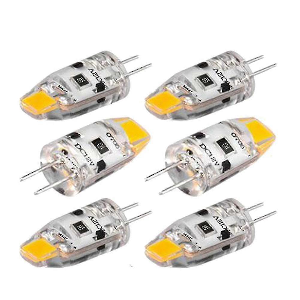 6pcs G4 Led Bulb 12v Dc Dimmable Cob Led G4 Bulb 1.5w 360 Beam To Replace 15w Halogen Lamp (warm)