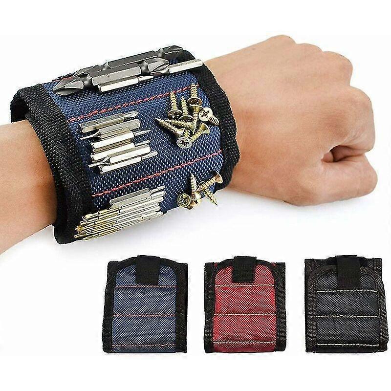 Magnetic Wrist Strap With 10 Strong Magnets To Hold Screws, Nails, Drill Bits, Washers, Bolts, Scissors, Small Tools And Screw Bags, Drill Bits (blue)