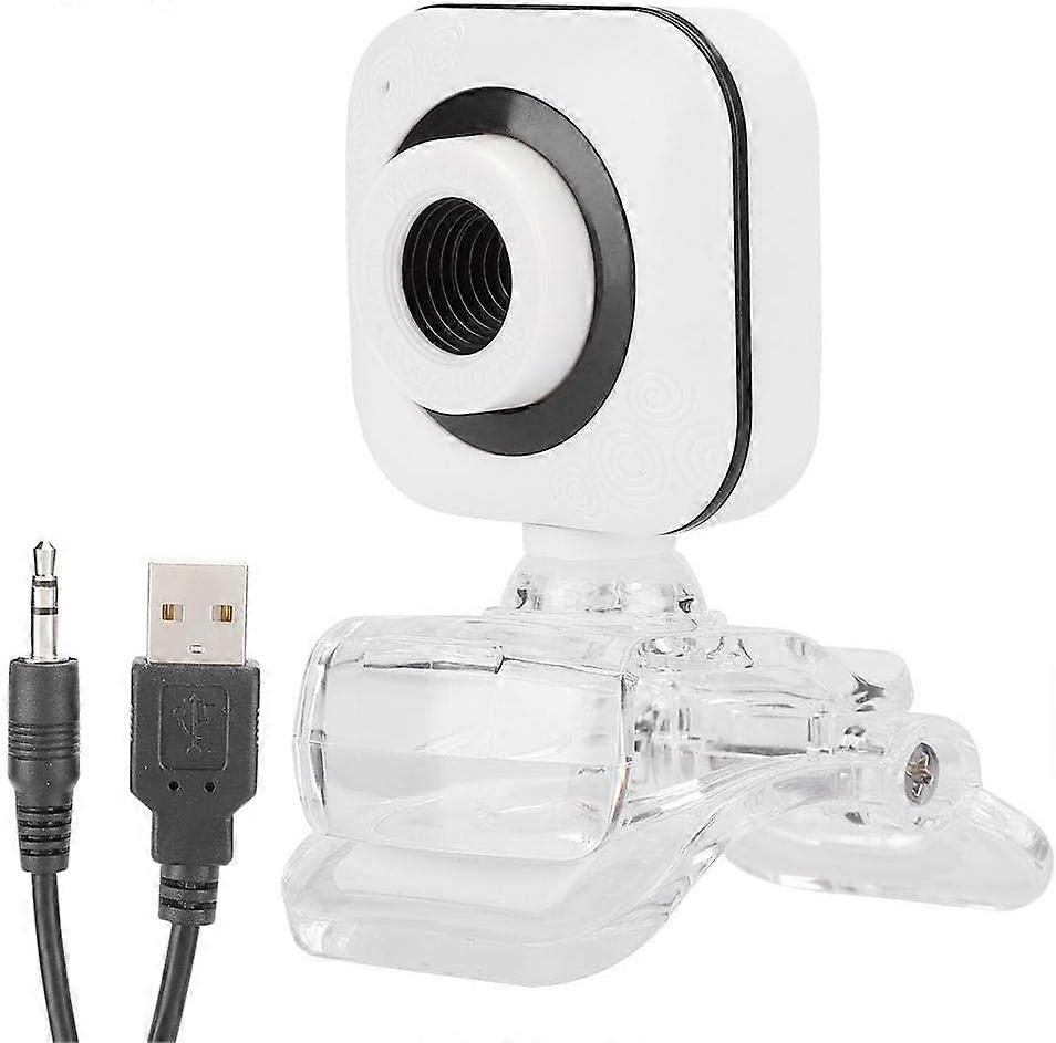 Camera for PC, Webcam with Microphone, Camera for Laptop, Computer Camera Drive-Free Camera Webcam PC Accessory 480P White with Transparent Clip