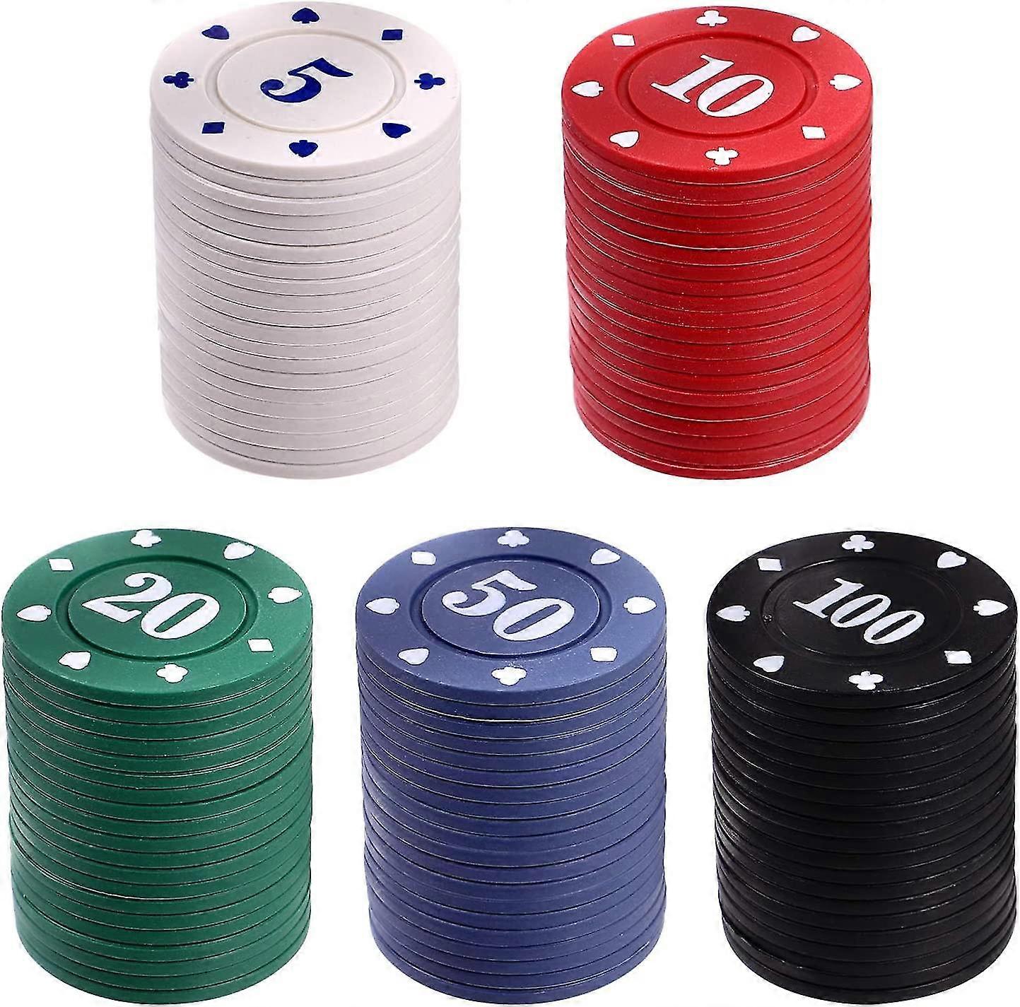 Poker Chips Set,poker Roulette Casino Chips Counting Counters With Value Coloured Game Chips Game Tokens For Math Learning, Entertainment, Party Favor
