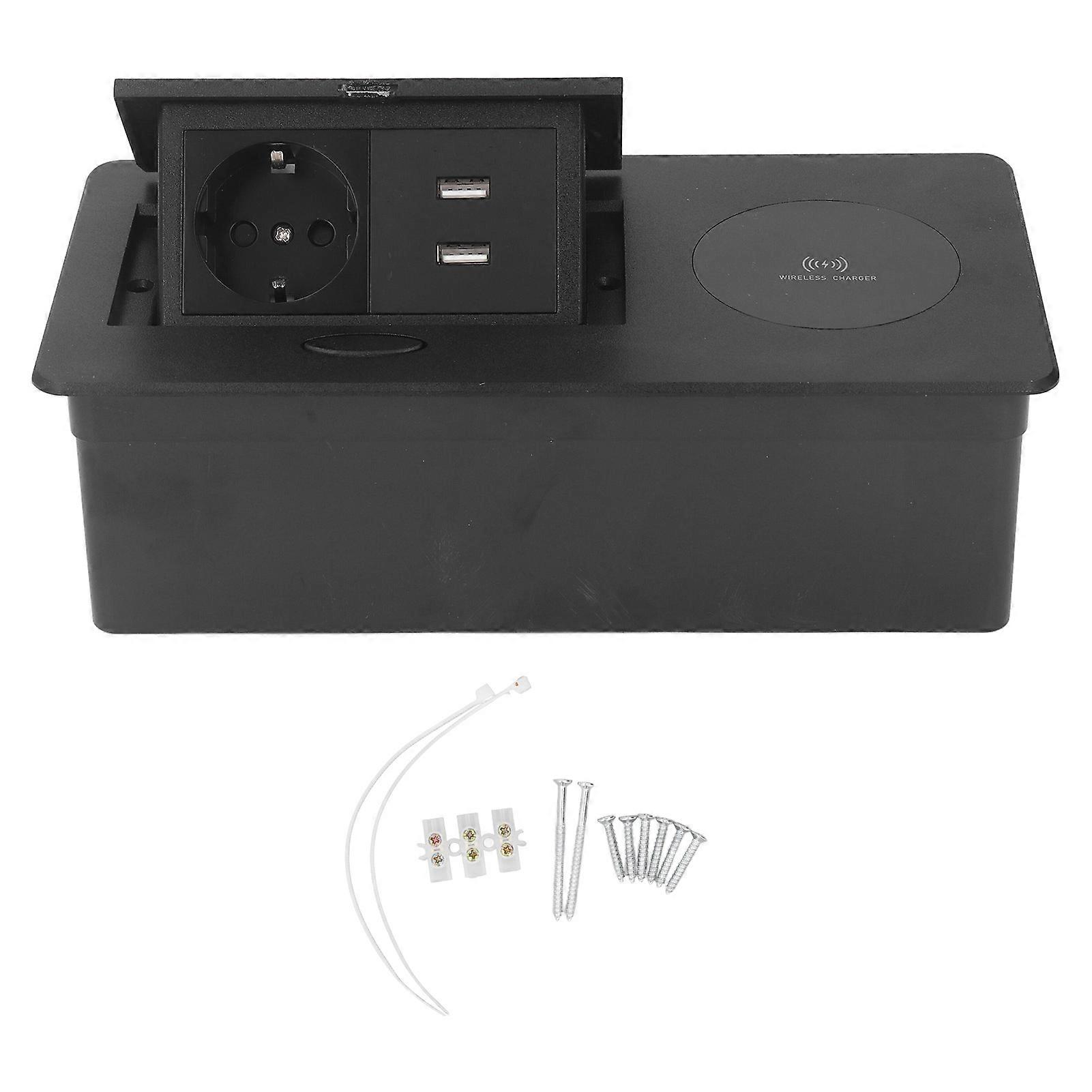 Table Connection Box Conference Room Countertop Desktop Socket Outlet Strip Multifunctional Wireless Charge AC250V EU Plug