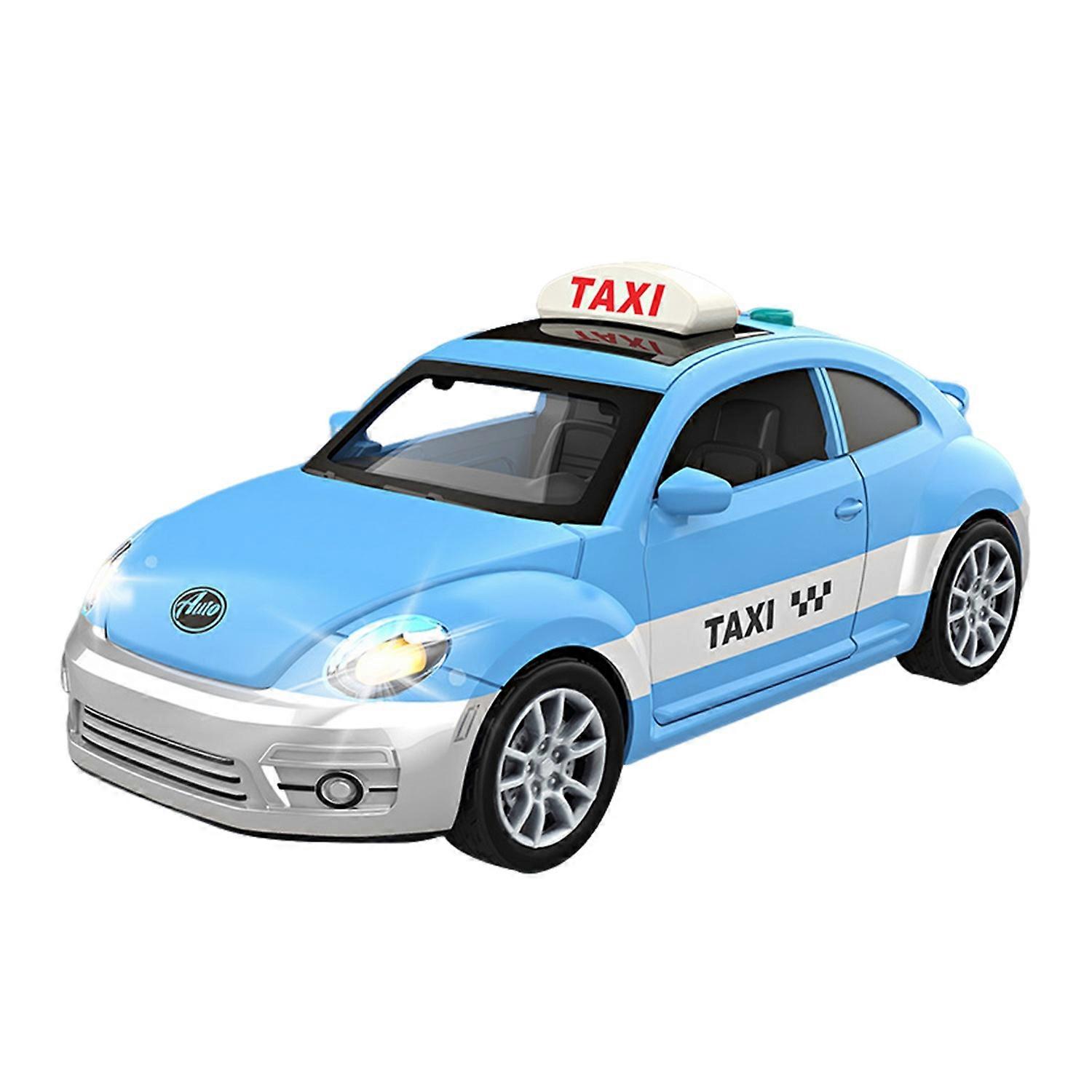 Simulation Mini Car Toy with Light and Music Miniature Diecast Taxi Plastic Model Ornament Kids