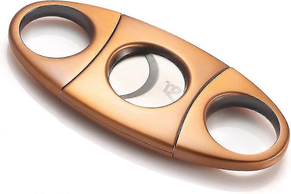 アンティークブロンズ葉巻カッターステンレススチールギロチンダブルカットブレード