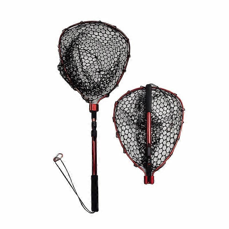 Lightweight and Durable 48.4in Aluminum Alloy Fishing Net with Foldable Handle and Silicone Mesh Bag