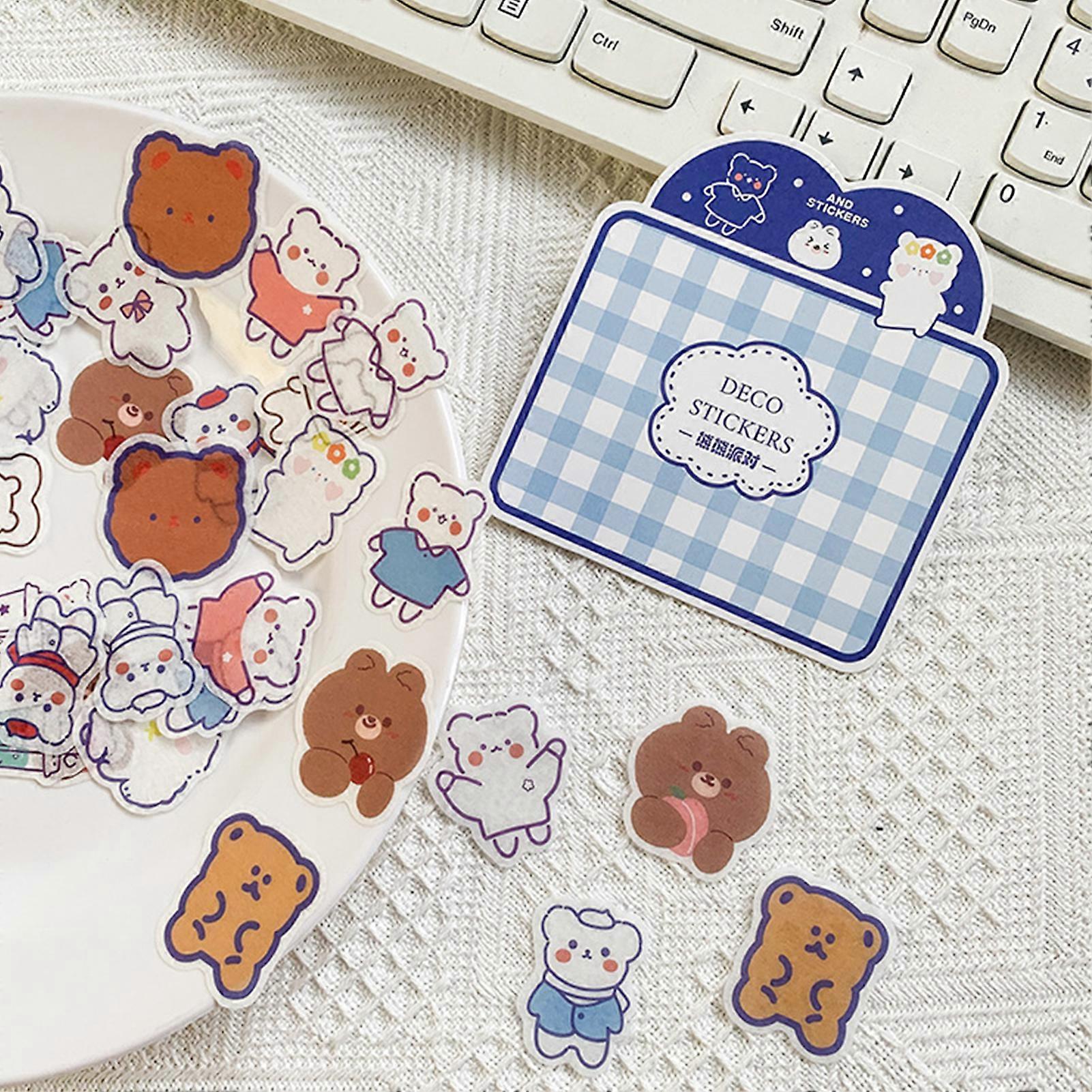 Notebook Decorative Stickers 40PCS Bear Pattern Cute Washi Strong Adhesive DIY Accessories