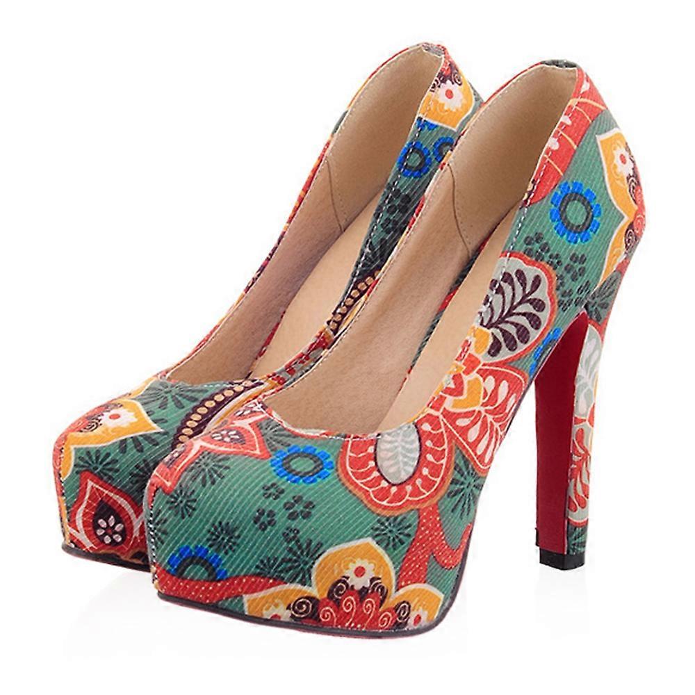 Dyed fabric super high heel platform shoes