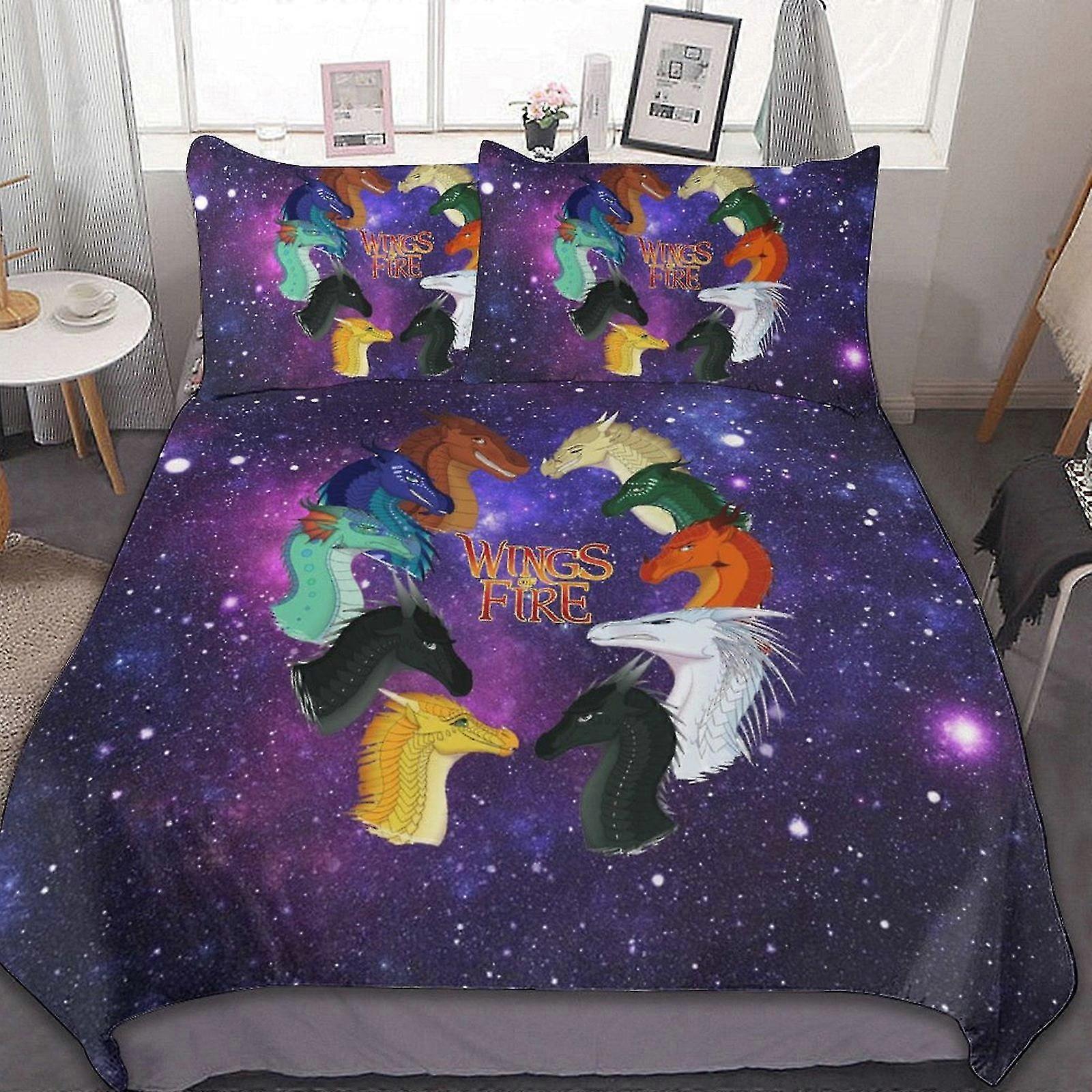 o5090 Lençóis Asas de Fogo Capa de Edredão de Cama Conjuntos de Cama de Microfibra Conjuntos de Edredom Leve Impresso em 3D de 3 Peças, 1 Capa de Edredão e 2 Fronhas