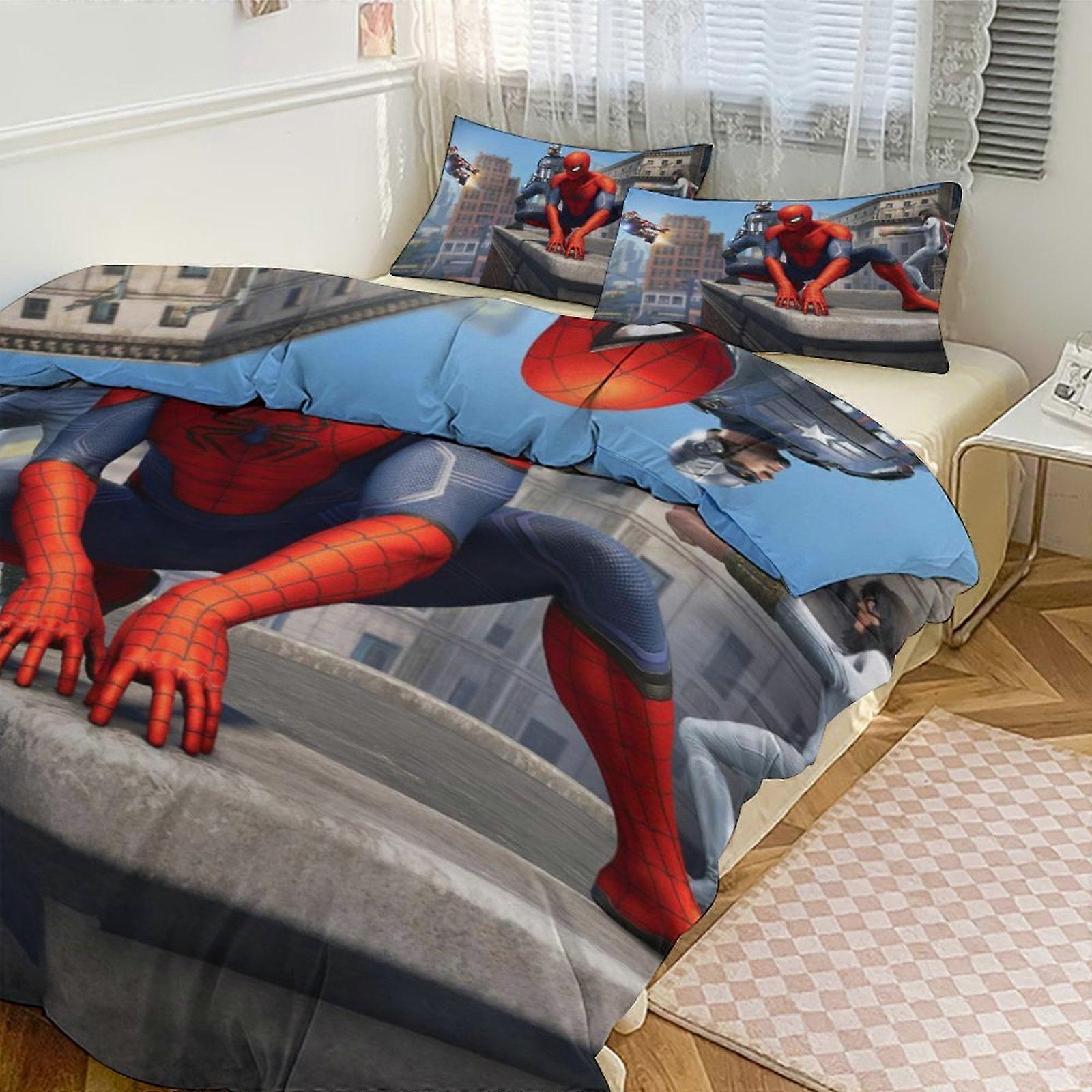 Bedding set JP293 Spiderman Crawl 3 Piece Bed Set - Includes Reversible Comforter & Sheet Set Bedding - Fade Resistant Microfiber TH293