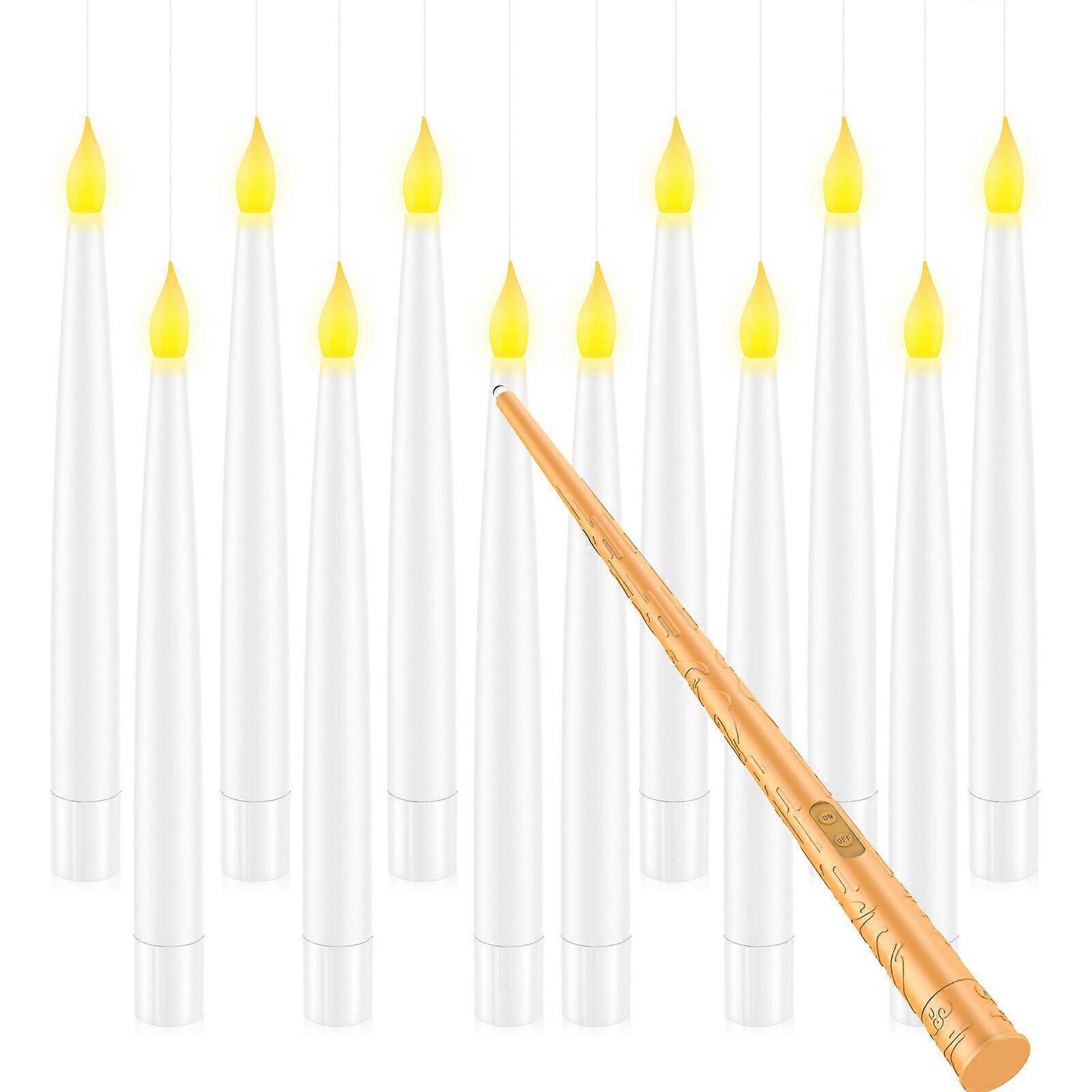 12pcs Flameless Taper Floating Candles with Magic Wand Remote Flickering